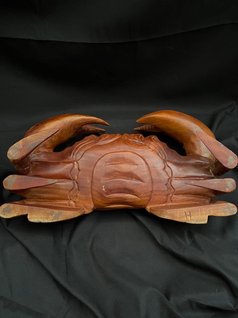 稀少 木彫りの蟹 カニ 木製 置物 木工 工芸品 飾り オブジェ