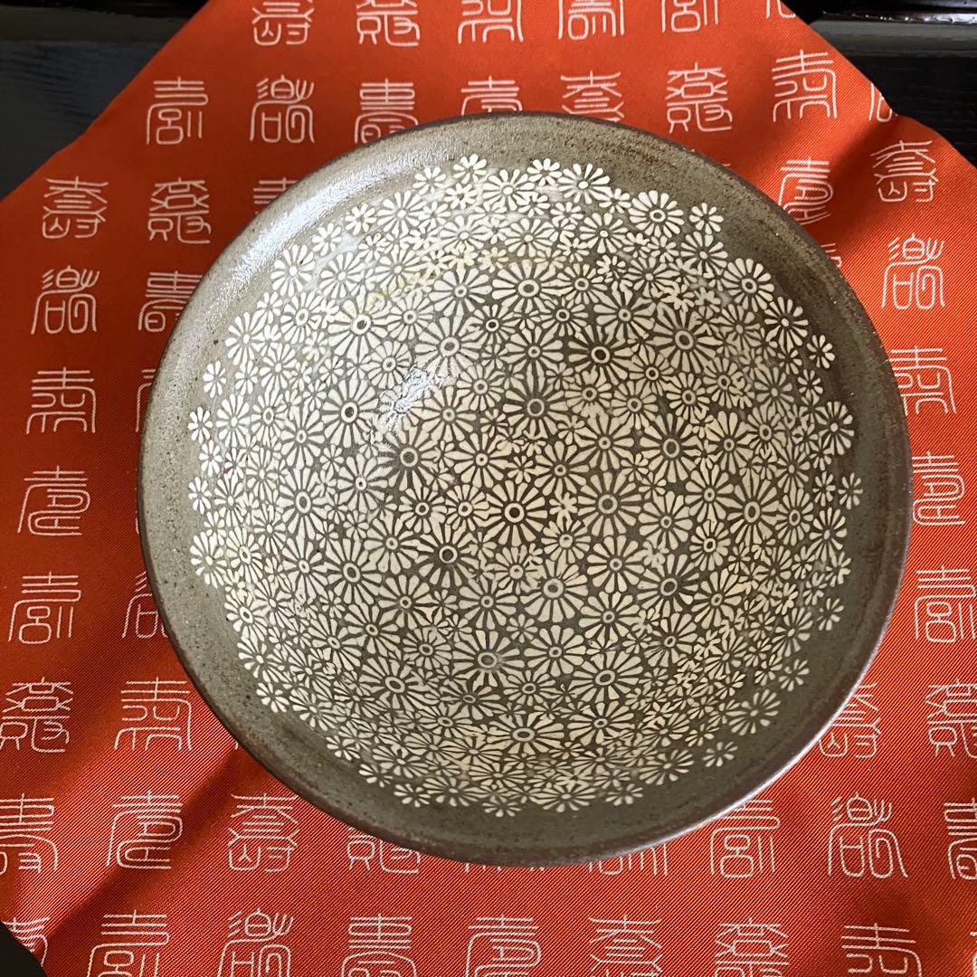 茶道具 粉青卵花文茶碗 木人造