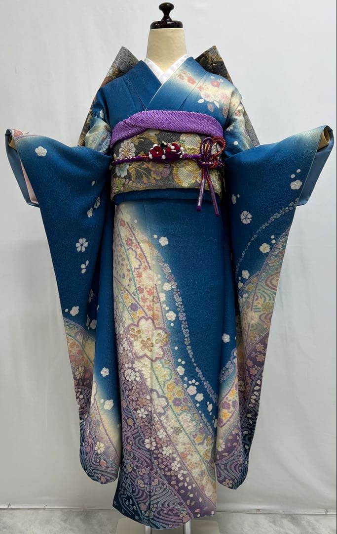 振り袖　フルセット　長襦袢　朧　金彩加工　刺繍入り　金通し　成人式　711