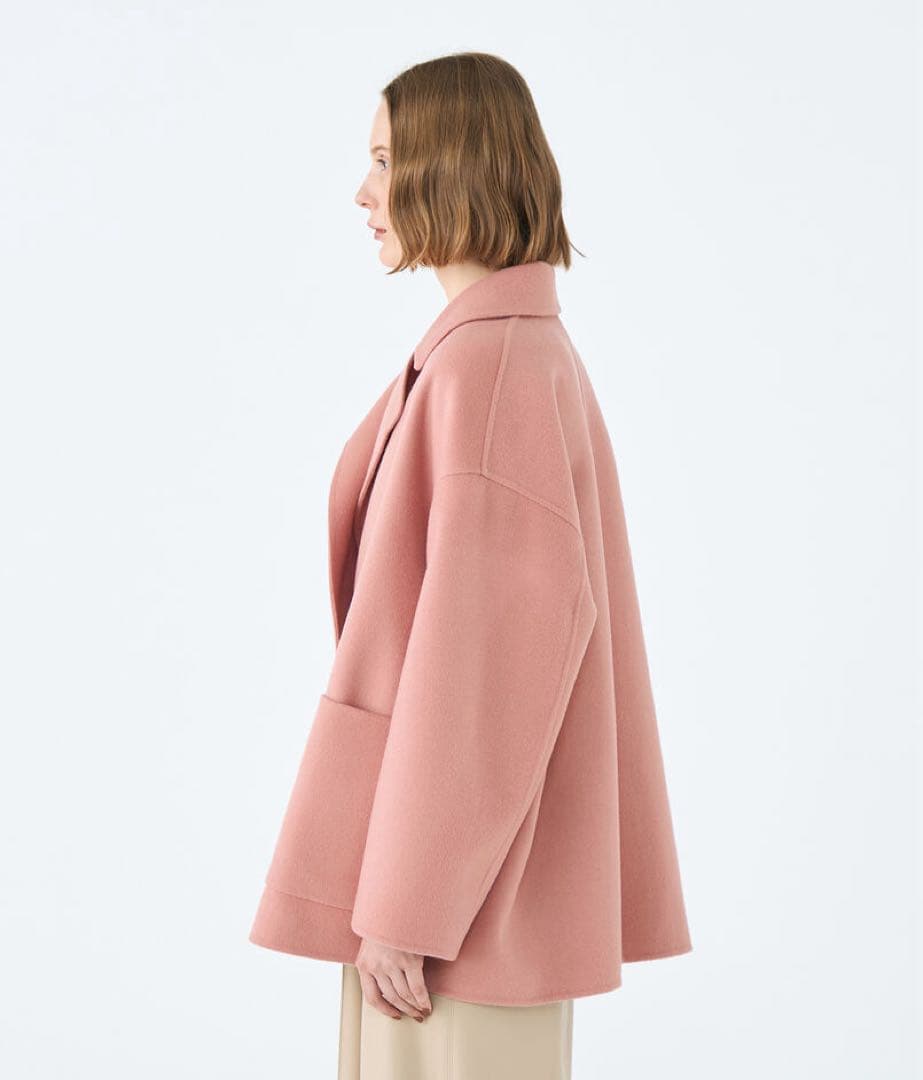 ボールジィ プレミアムウールリバーオープンカラーショートコート 34 ピンク