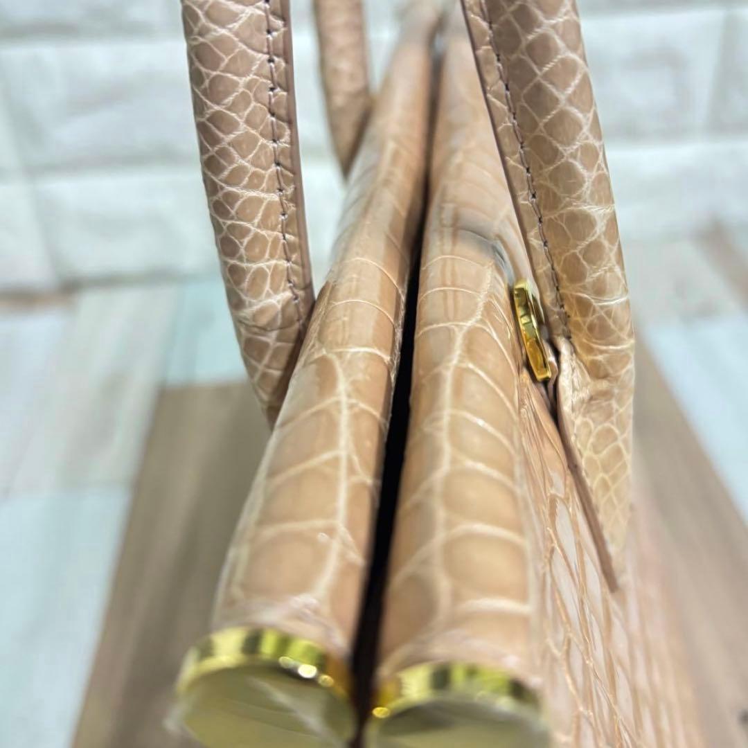 クロコダイル ハンドバッグ 2WAY ショルダーバッグ　シャイニング　アルムコ