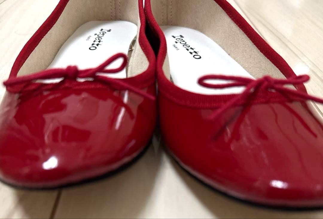 Repetto レペット　エナメル赤 フラットシューズ　バレエシューズ　38