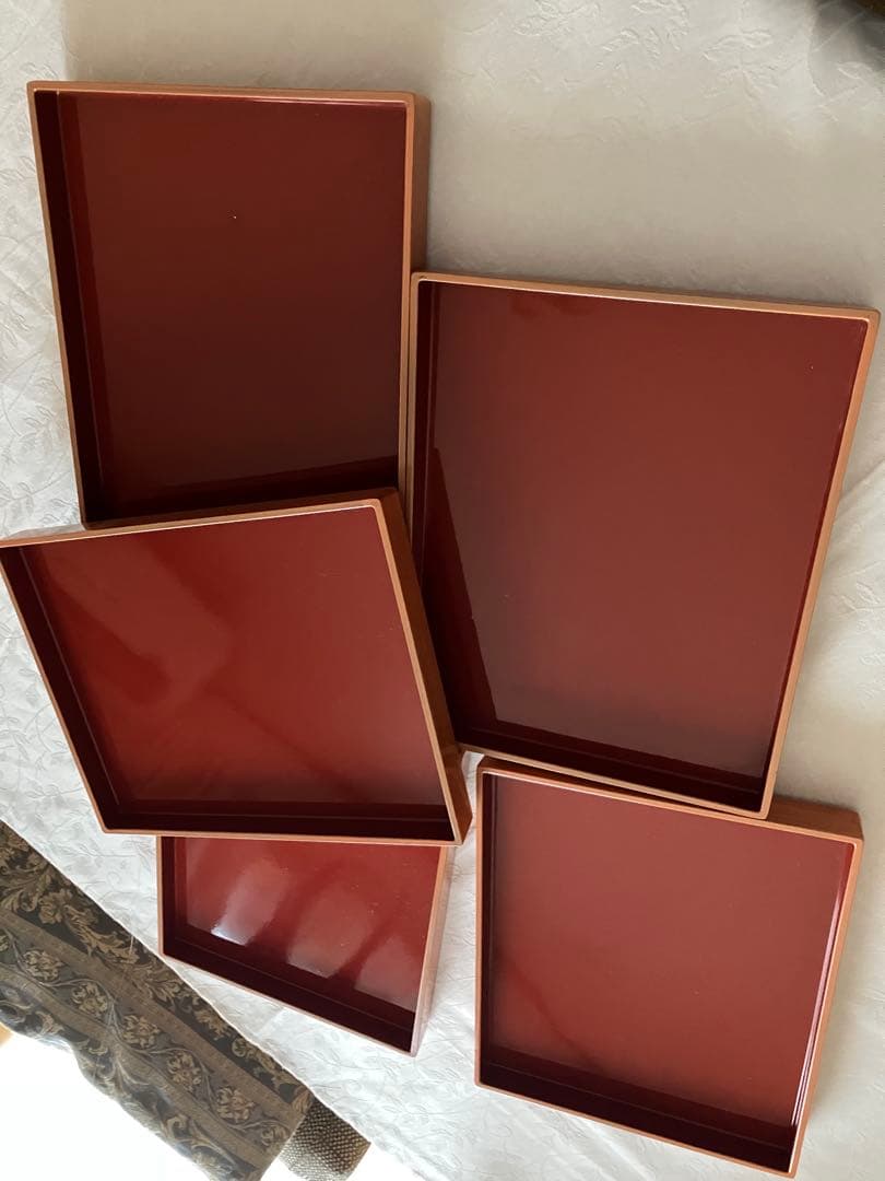 未使用❤️デリカバッド 漆塗り両目使い 5脚セット お正月 雛祭り 行事膳