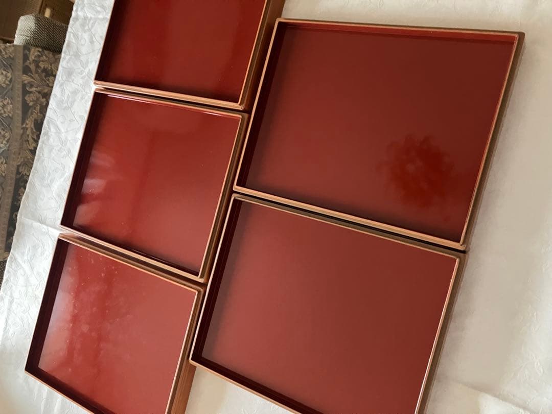 未使用❤️デリカバッド 漆塗り両目使い 5脚セット お正月 雛祭り 行事膳