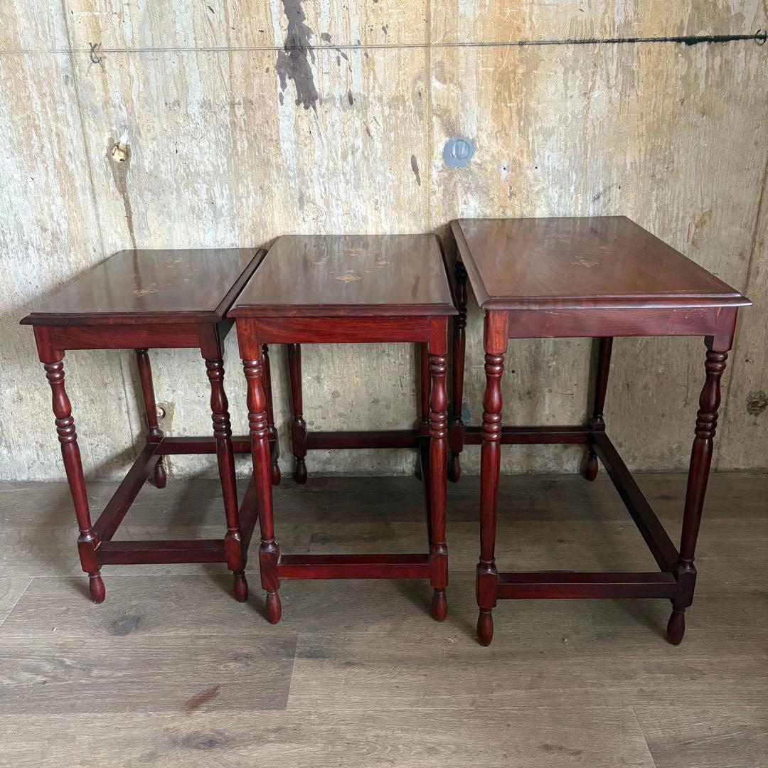 金工象嵌　ネストテーブル　ヴィンテージ　ローズウッド