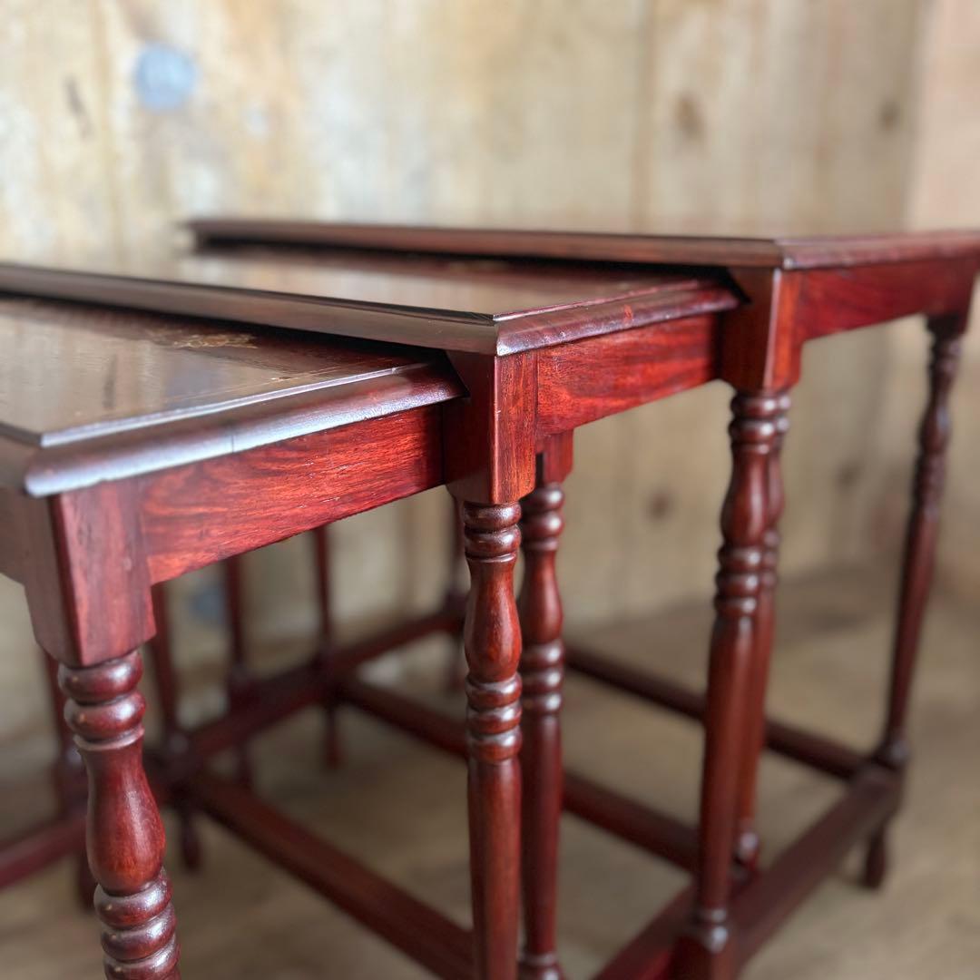 金工象嵌　ネストテーブル　ヴィンテージ　ローズウッド