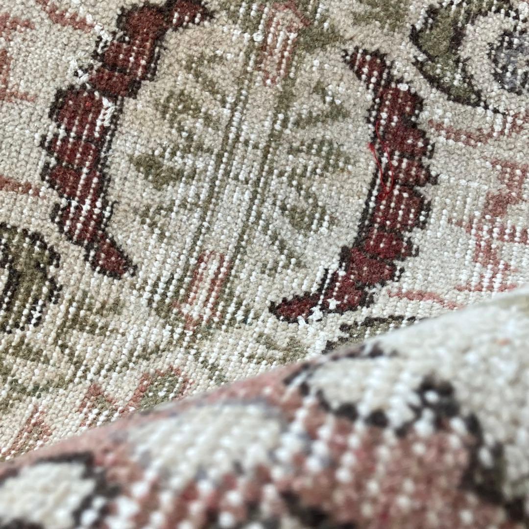 アールデコ調109×146✳︎モーブピンク　クローバー　トルコヴィンテージラグ