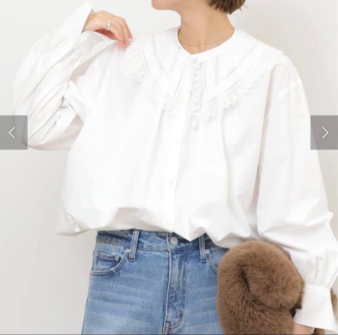 未使用品JOURNALSTANDARDrelumeビッグカラー付ギャザーブラウス