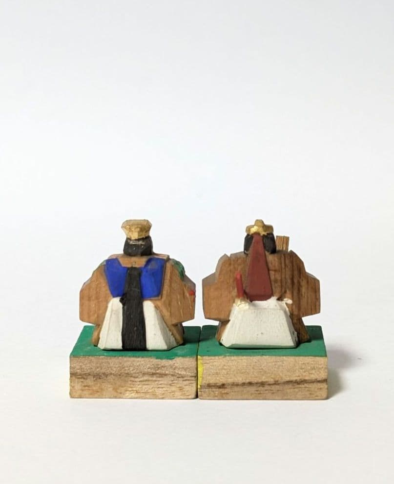 昭和レトロ　奈良一刀彫　豆雛　古作　金彩木彫り彩色　伝統工芸品✨貴重✨かわいい