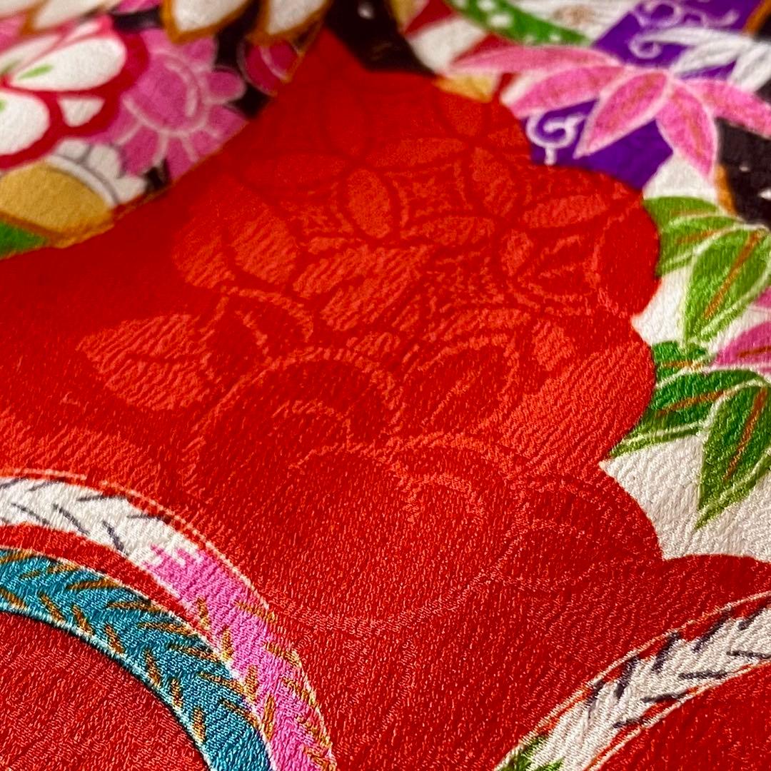 正絹 アンティーク着物 七五三 ◇御所車 薬玉 鞠 平安雅な古典柄