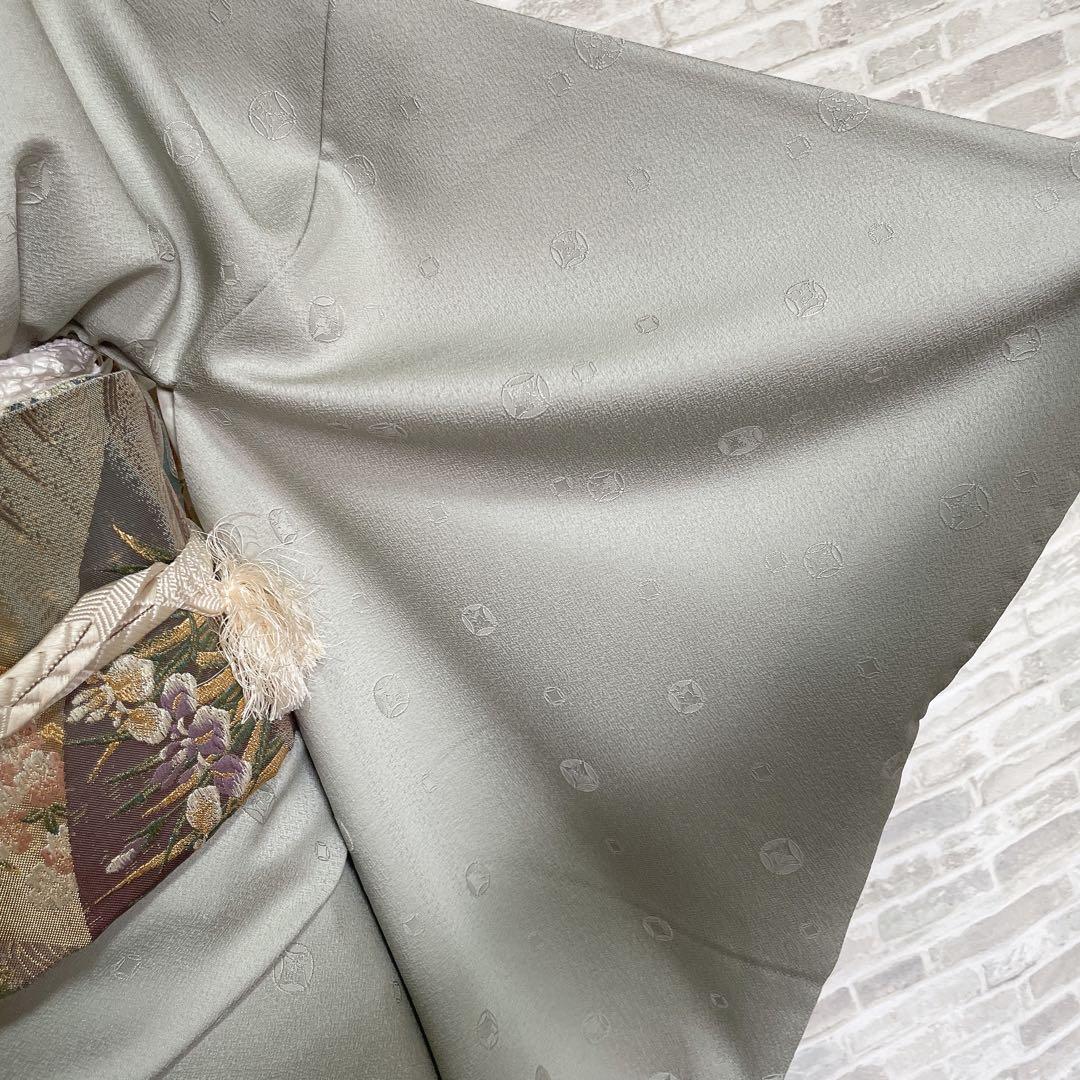 色無地　フルセット　丸に反り角地紋　シンプル　礼装　カジュアル　着物　I6