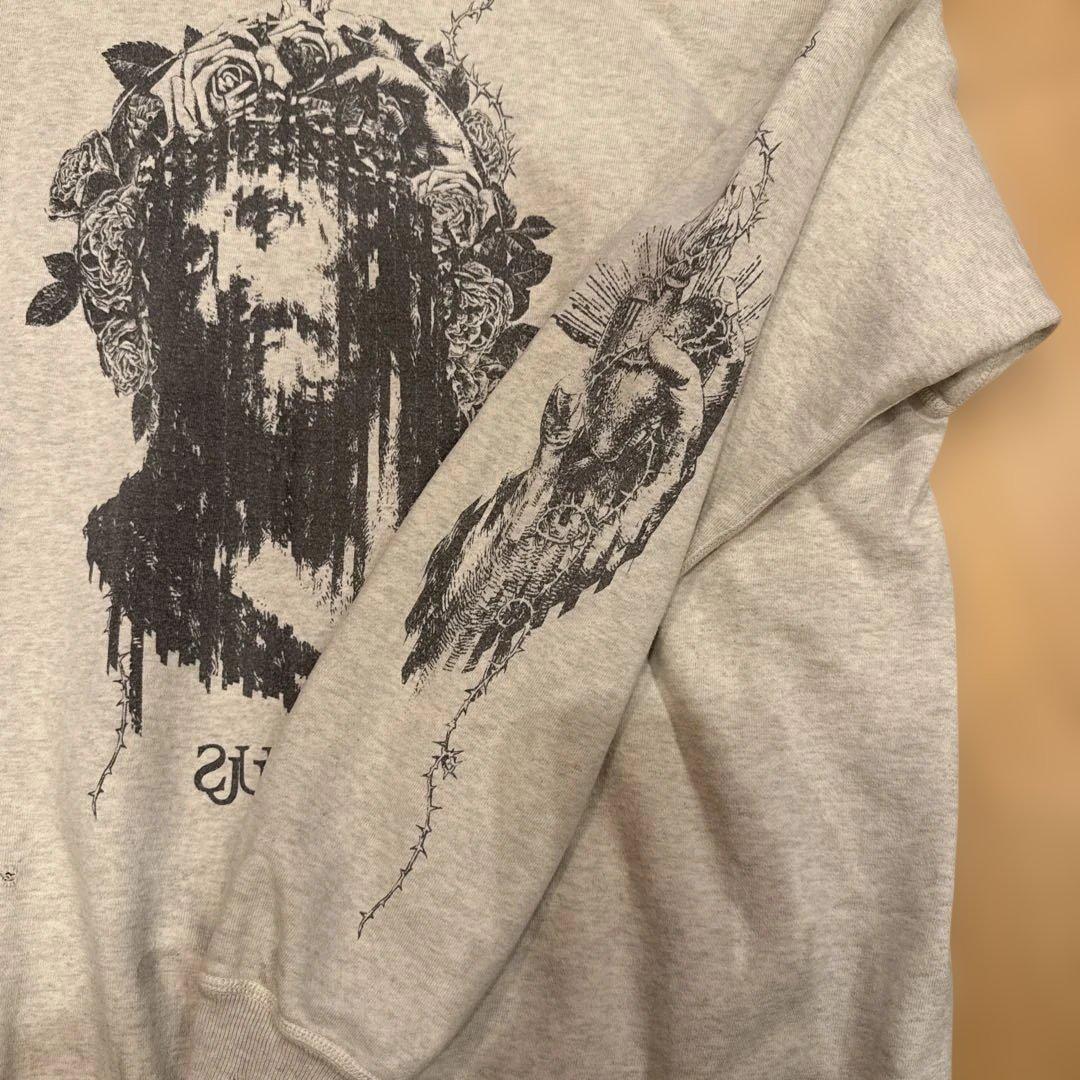 セントマイケル　キリスト プリント スウェット グレー　XL