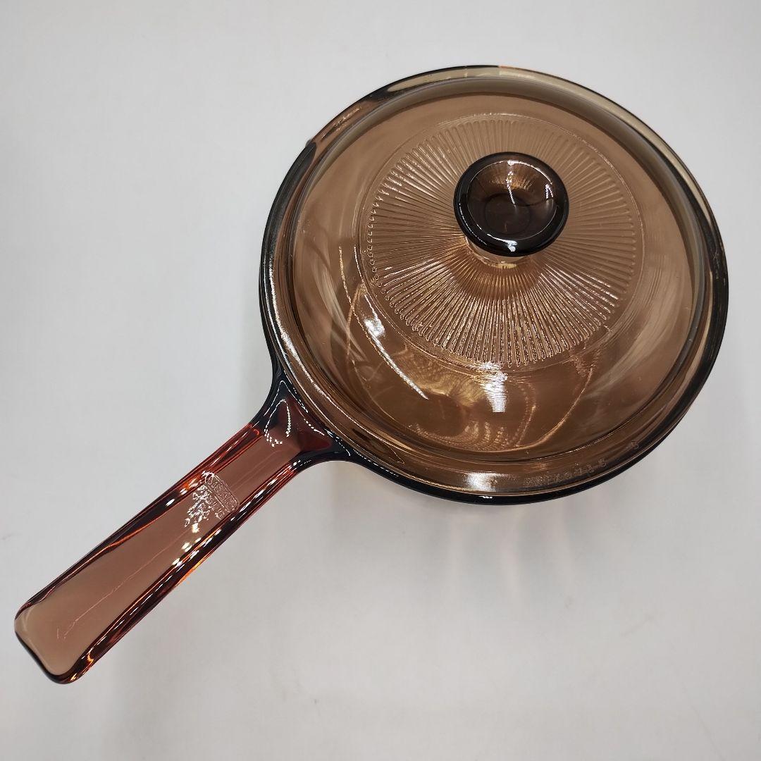 bM130L 昭和レトロ　ビジョン　コーニング　USA　ガラス製　耐熱鍋・片手鍋