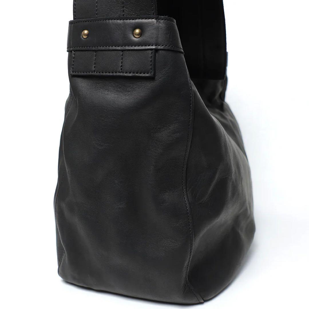 tenon news paper bag ブラック　ホースレザー