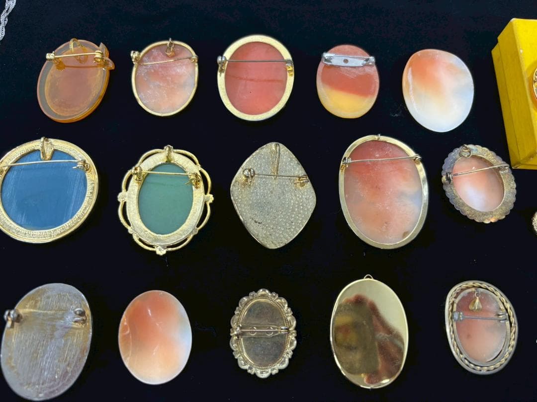 10-27-3 カメオ まとめ セット シェル メノウ ブローチ ネックレス