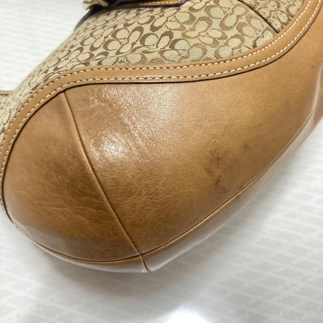 コーチ COACH ショルダーバッグ 7074 ミニシグネチャー　ベージュ　茶