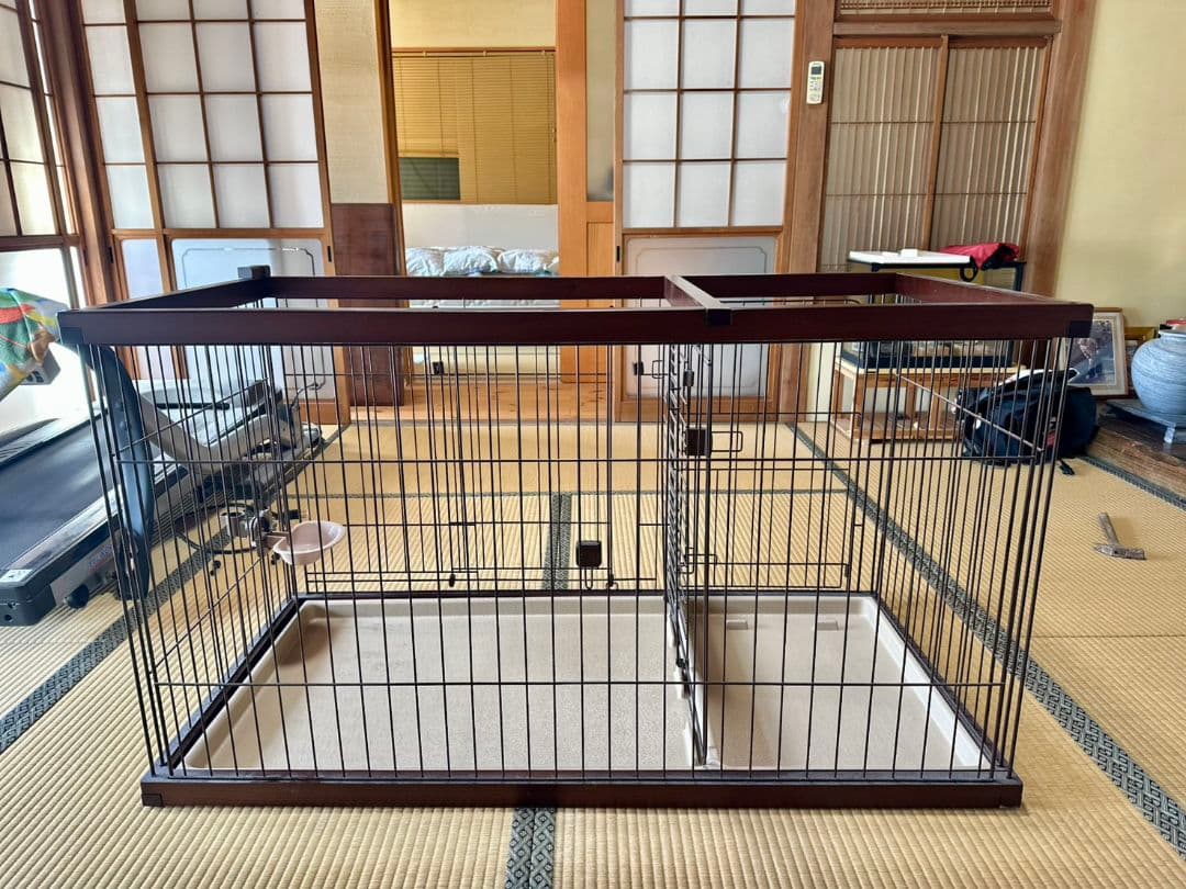 大型犬用ダークブラウンペットサークル