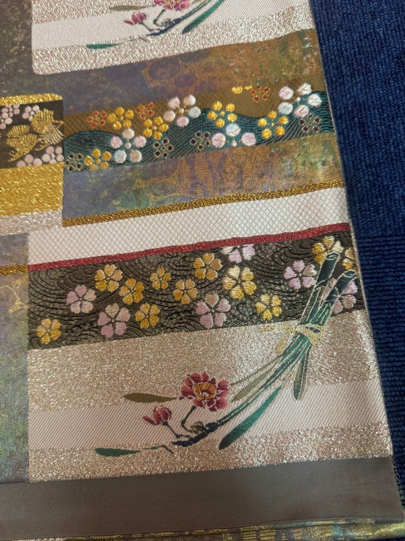 2695 袋帯 古代彫金紋 西陣織 金糸　高級上質上品　約440cm 未使用