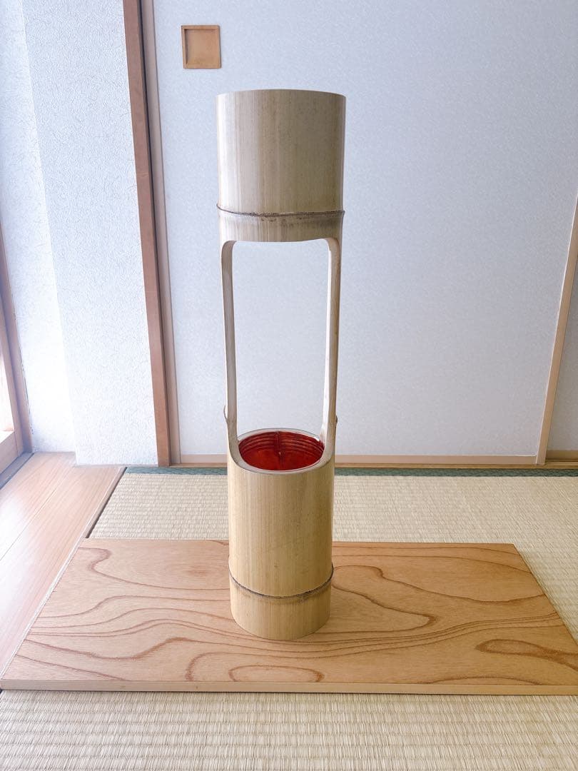 86 美品　根なし　二重切り　二重切　 生け花　竹花入れ　華道具