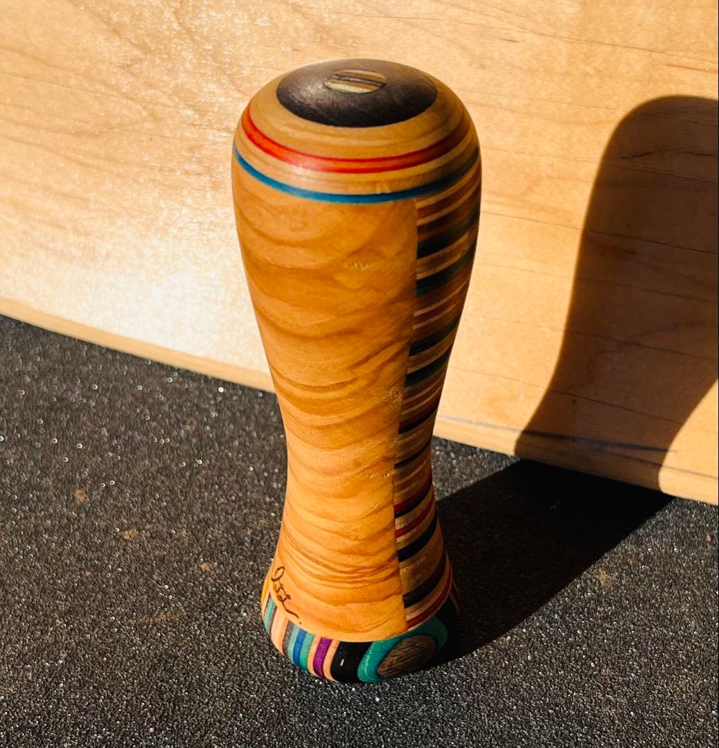 ウッドシフトノブ　寄木　オリーブウッド　スケボーリメイク　ハンドメイド