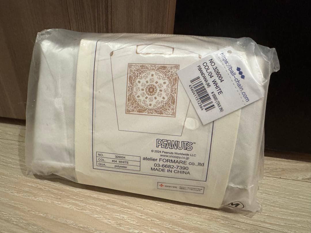 ボールアンドチェーン　ピーナッツ　バンダナ　白　Mサイズ　新品未使用