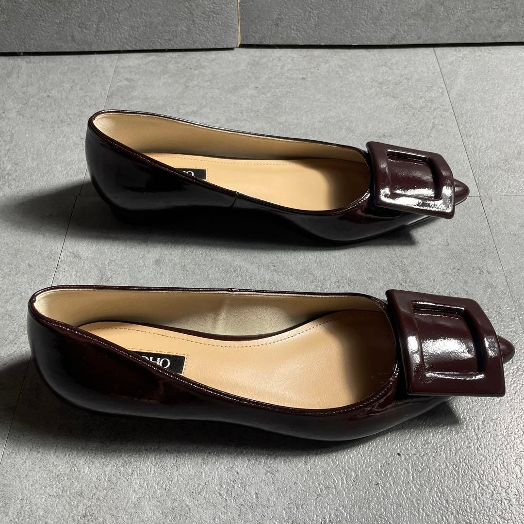 極美品✨️ OHGA オーガ パンプス ポインテットトゥ エナメル ダークブラウン