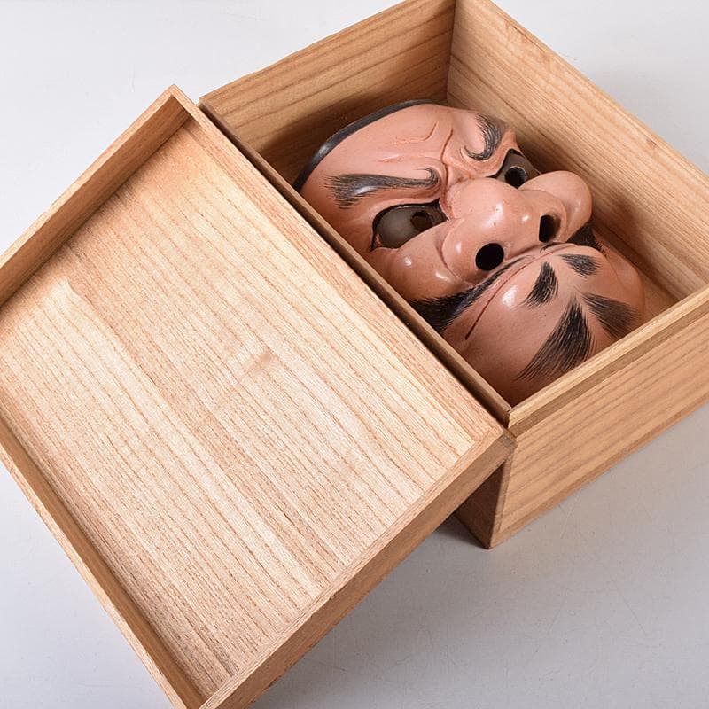 能面　能楽　雅楽　木彫　小べし見　時代箱付　M　R8711