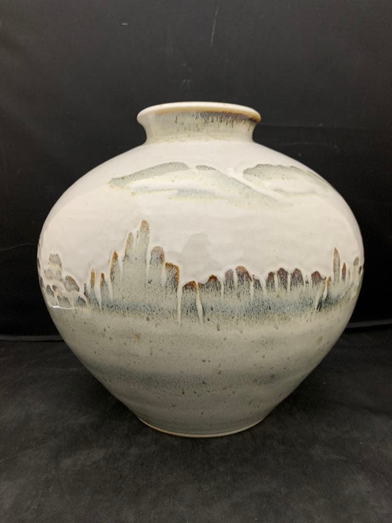 奈良赤膚焼　赤膚山　大塩玉泉　花瓶　壺　花生け　花入　遠州七窯