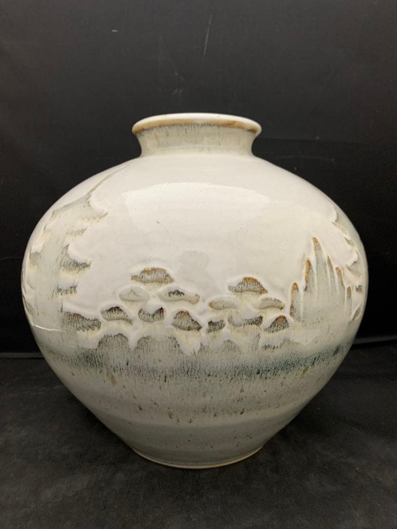 奈良赤膚焼　赤膚山　大塩玉泉　花瓶　壺　花生け　花入　遠州七窯