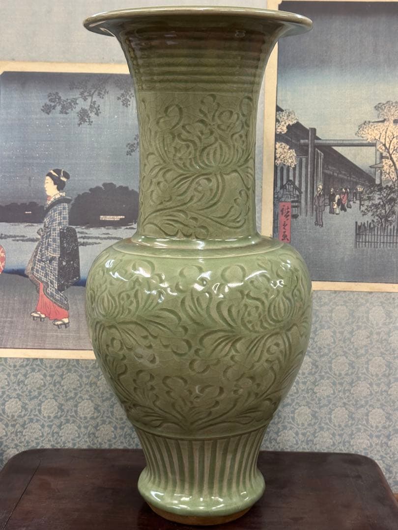龍泉窑大瓶 置物 中国古美術