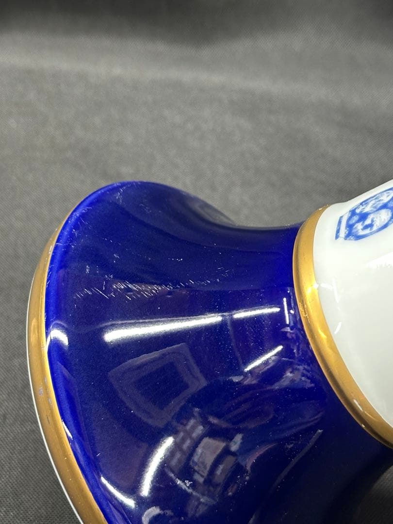 【USED】深川製磁　深川　ブルーチャイナ　花瓶　金彩　青　白