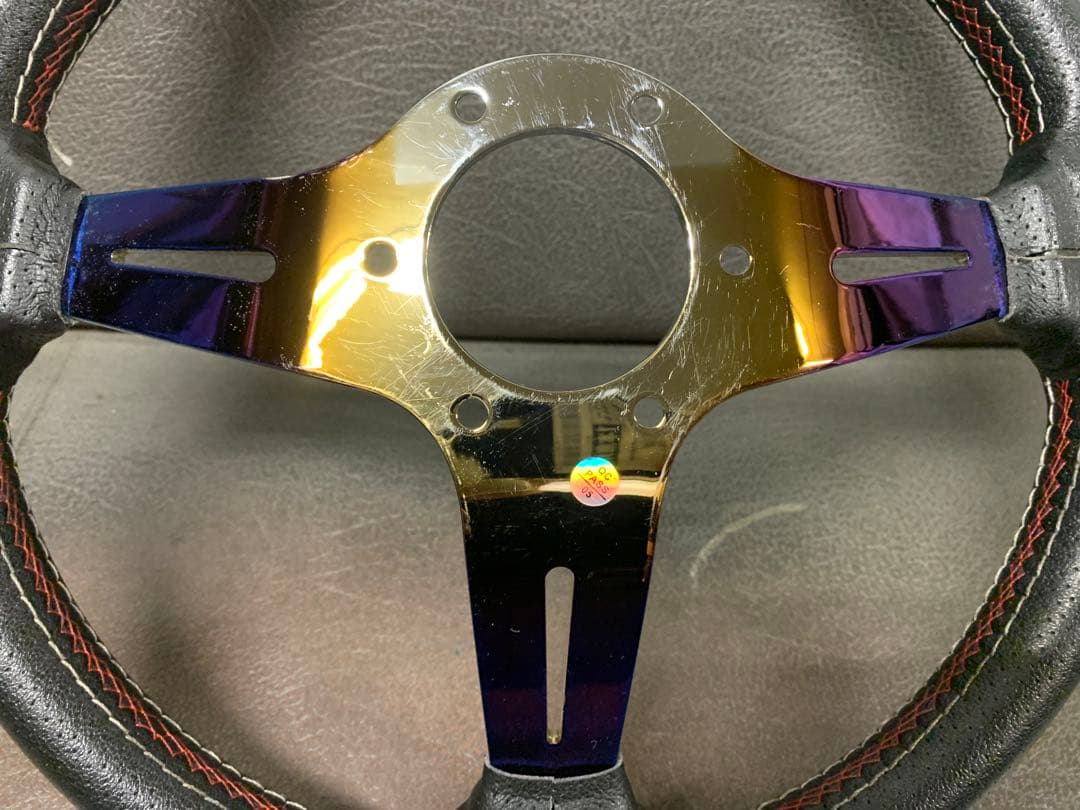 社外　ステアリング　35パイ　チタンカラー　ディープコーン　ホーンボタン付き！