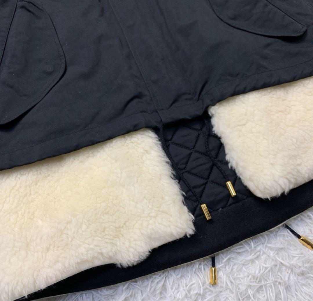 THE RERACS ボア付き ショートモッズコート ベスト ライナー ブラック