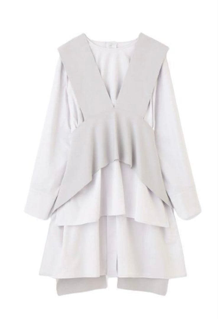 LE PHIL ルフィル ニット レイヤード ブラウス グレー