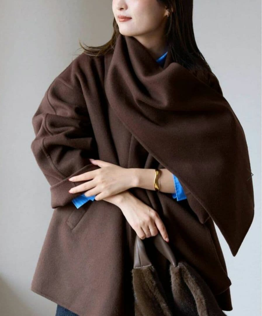 新品　slobe iena 《ストール付き》ダブルフェイスノーカラーコート