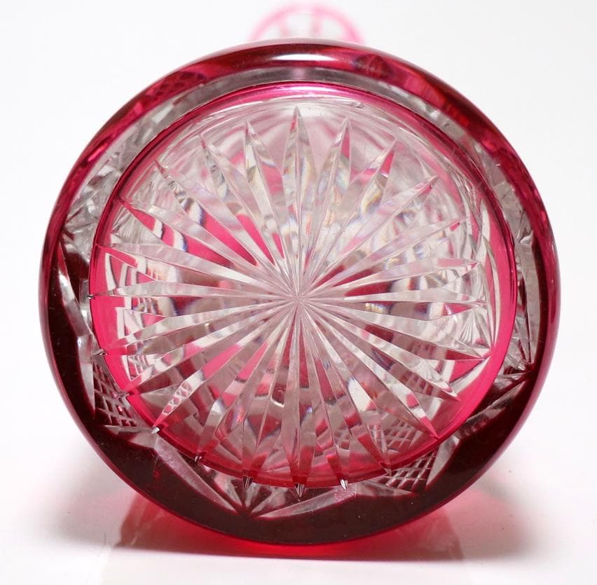 オールド・バカラ 最上級モデル ラグニー 赤色被せ 大型 カラフ アンティーク