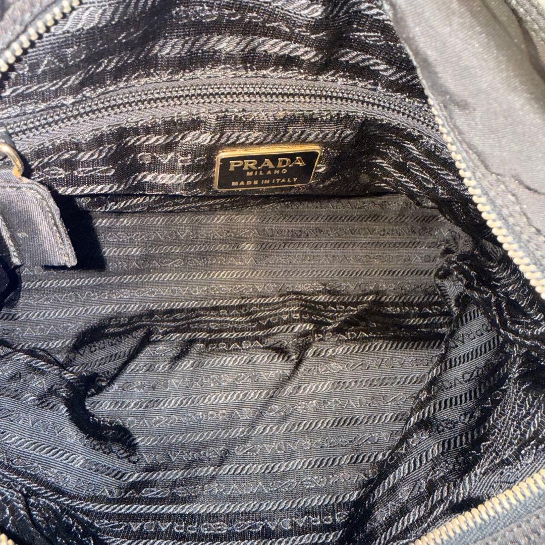 PRADA チェーンショルダーバッグ キルティング ナイロン プレート