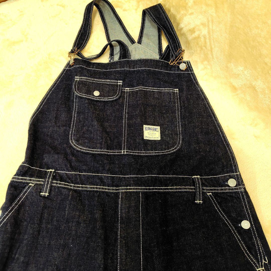 【美品】児島ジーンズ 濃紺 デニム つなぎ オーバーオール XL 日本製