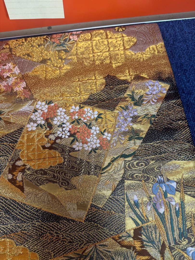2667袋帯 古代彫金紋 西陣織 金糸　高級上質上品　約440cm 未使用
