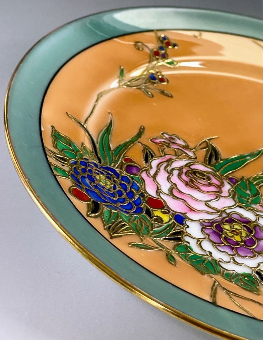 オールドノリタケ ラスター彩 ２枚セット 蝶 バラ 縁金盛り 小皿 プレート