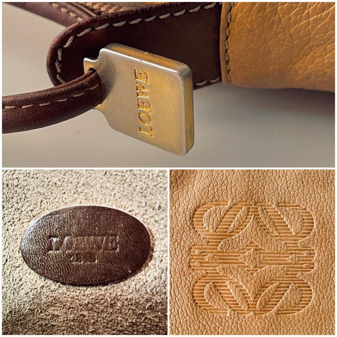 LOEWE ロエベ ミニ ショルダ―バッグ レザー アナグラム ブラウン 茶