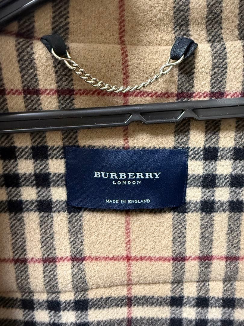【英国製】BURBERRY 黒 ダッフルコート フード付き