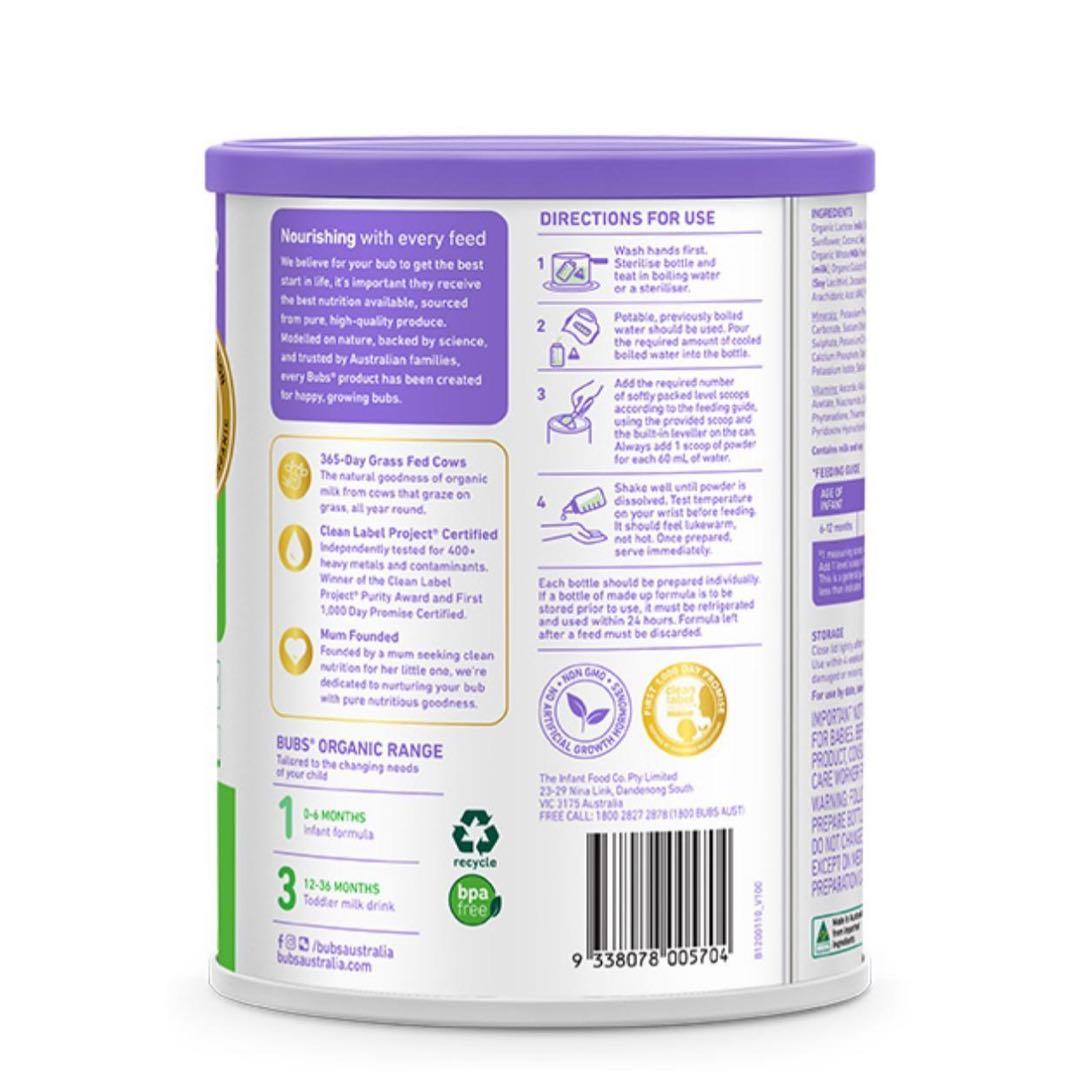 3缶 Bubs バブズ オーガニック 粉ミルク ステップ2 FREMON出品