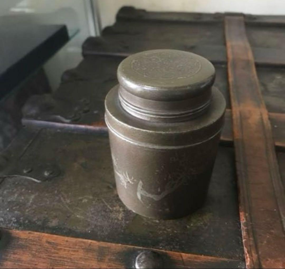 美品　茶道具　古錫　茶入　茶壷　茶心壺　煎茶道具　茶道　繊細な彫りが素敵な