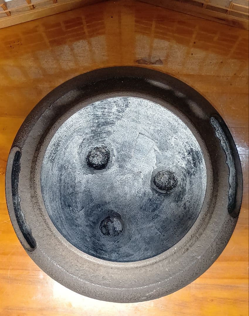 【未使用品！】 茶道具/朝鮮風炉釜 茶器 鉄瓶 鉄釜 唐銅蓋 釜環 茶釜 美品！