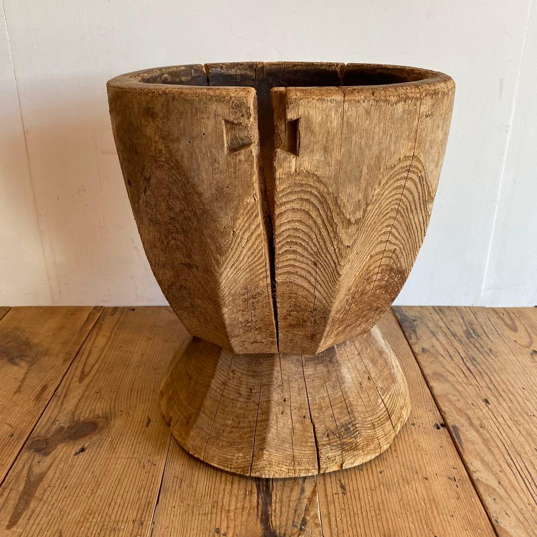 アンティーク ローテーブル 椅子 欅 臼 プリミティブ 無塗装 y156