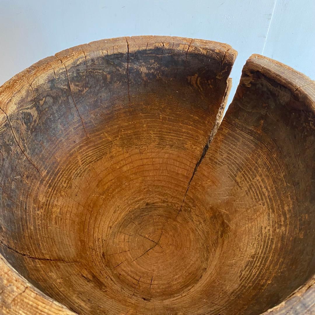 アンティーク ローテーブル 椅子 欅 臼 プリミティブ 無塗装 y156