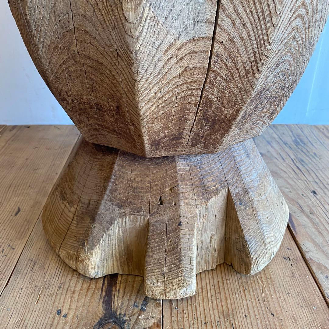 アンティーク ローテーブル 椅子 欅 臼 プリミティブ 無塗装 y156