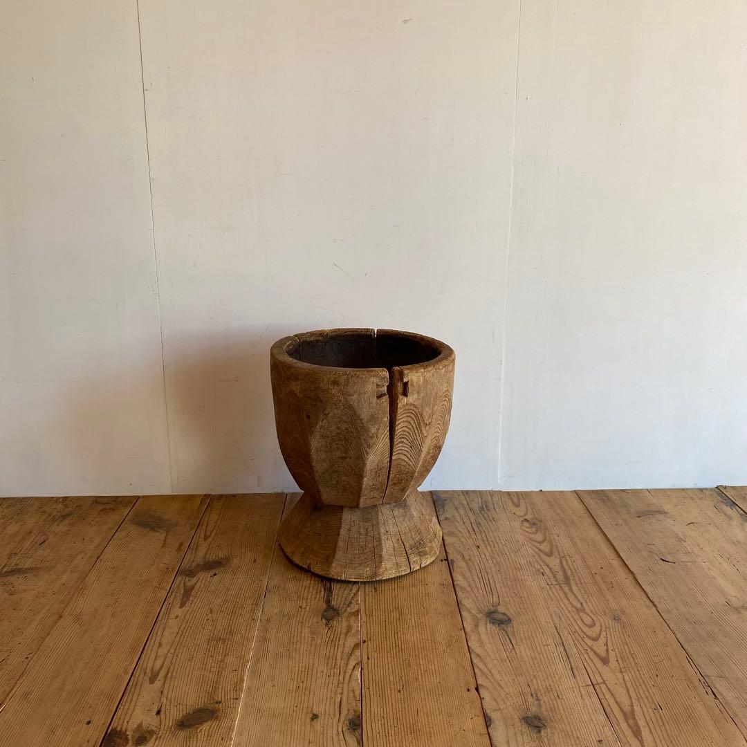 アンティーク ローテーブル 椅子 欅 臼 プリミティブ 無塗装 y156