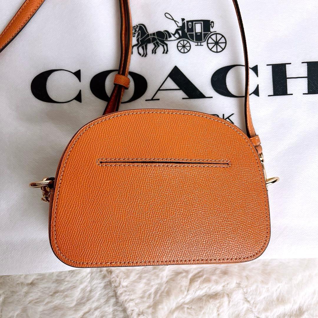 未使用級☆COACHコーチ 2wayショルダーカメラバッグ レザー オレンジ.